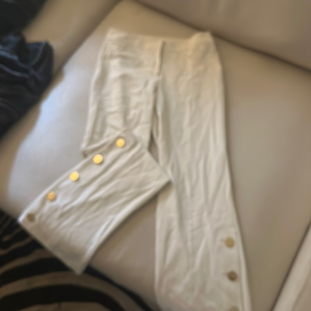 Trina Turk White Dress Pant Gold button Detail